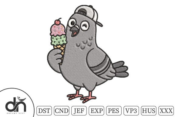 Cool Pigeon Ice Cream Embroidery Design Review