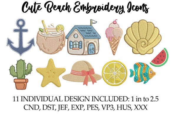 Cute Beach Embroidery Icons: A Designer's Review