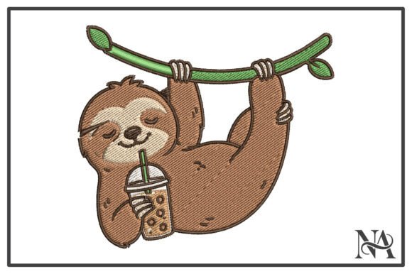 Cute Sloth Bubble Tea Embroidery Design Review