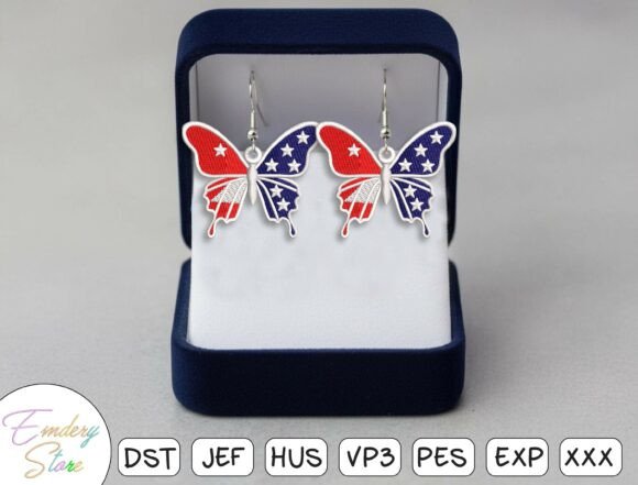 Patriotic Butterfly Earrings Embroidery Review