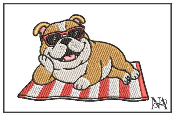 Summer Bulldog Sunbathing Embroidery Review